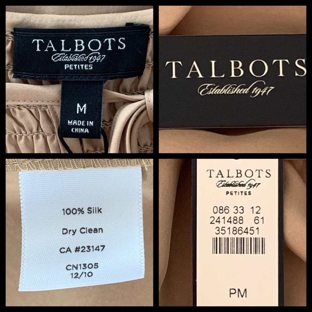 Talbots Petites Smocked Silk Dress Petite MP, NWT - Picture 6 of 7
